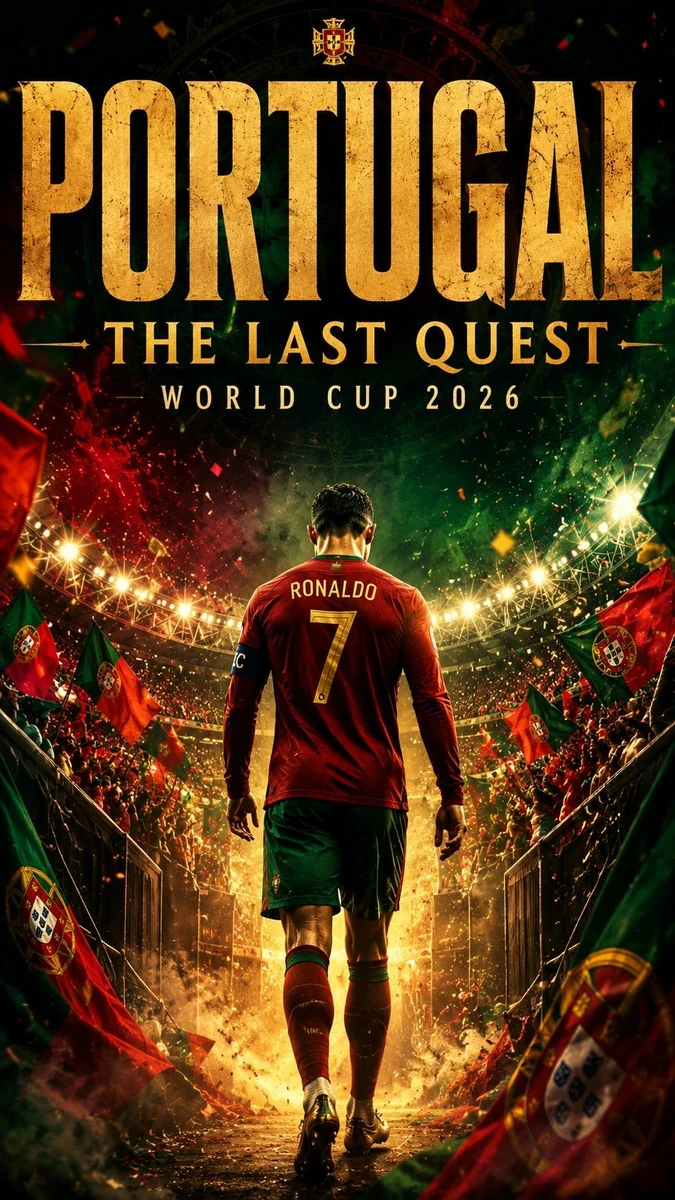 EPIC FIFA WORLD CUP 2026 MOVIE POSTER, legendary football icon viewed fro...