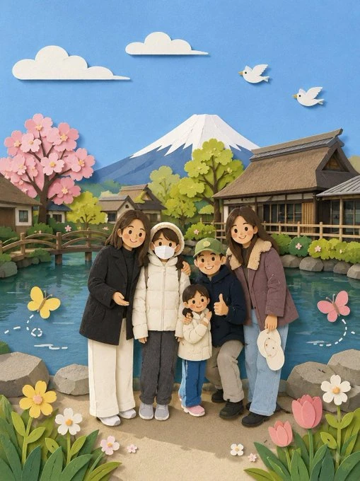Recreate this image in a paper craft style by simplifying the details so...