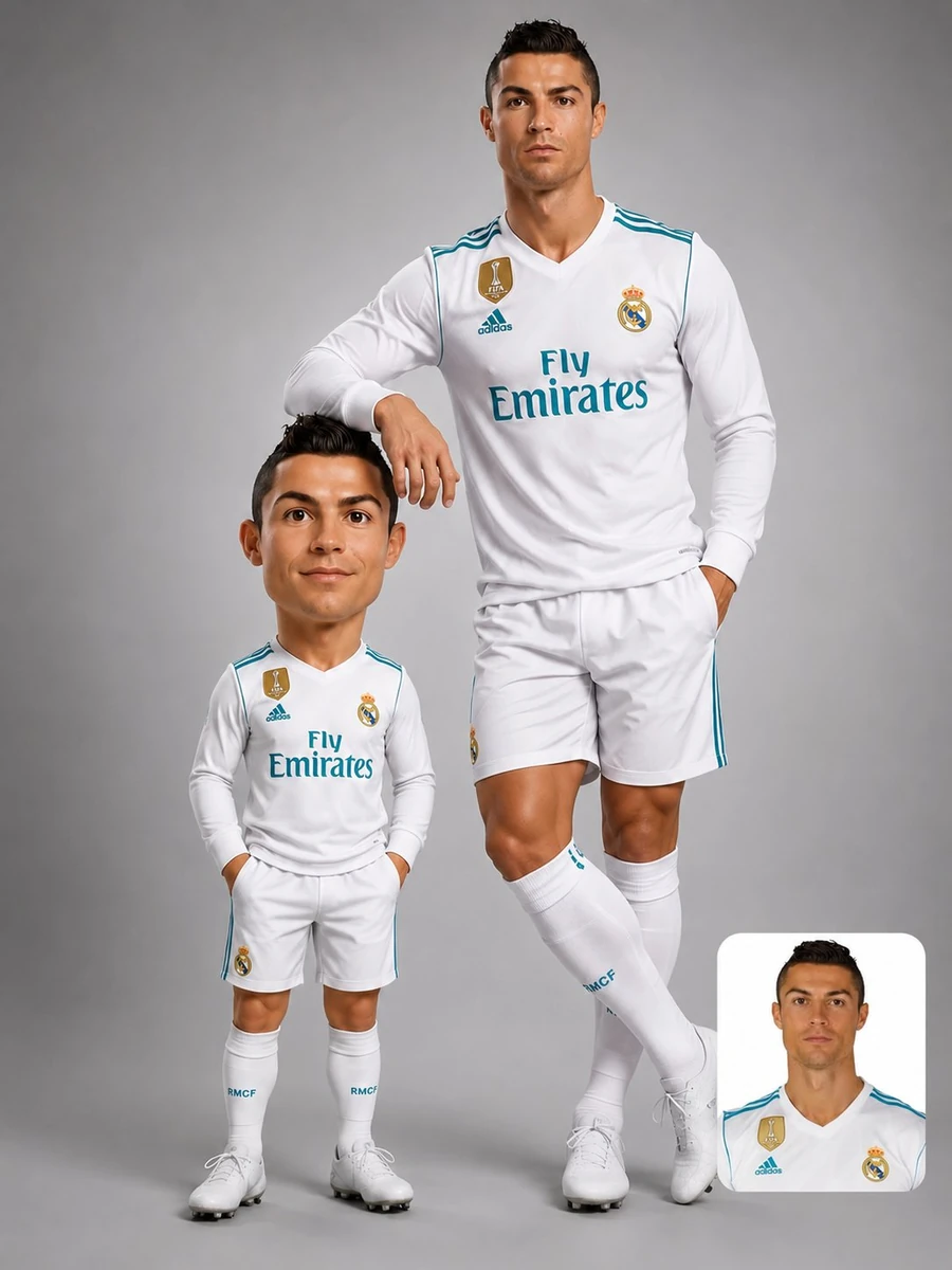 Ultra-realistic football poster featuring Cristiano Ronaldo inspired char...