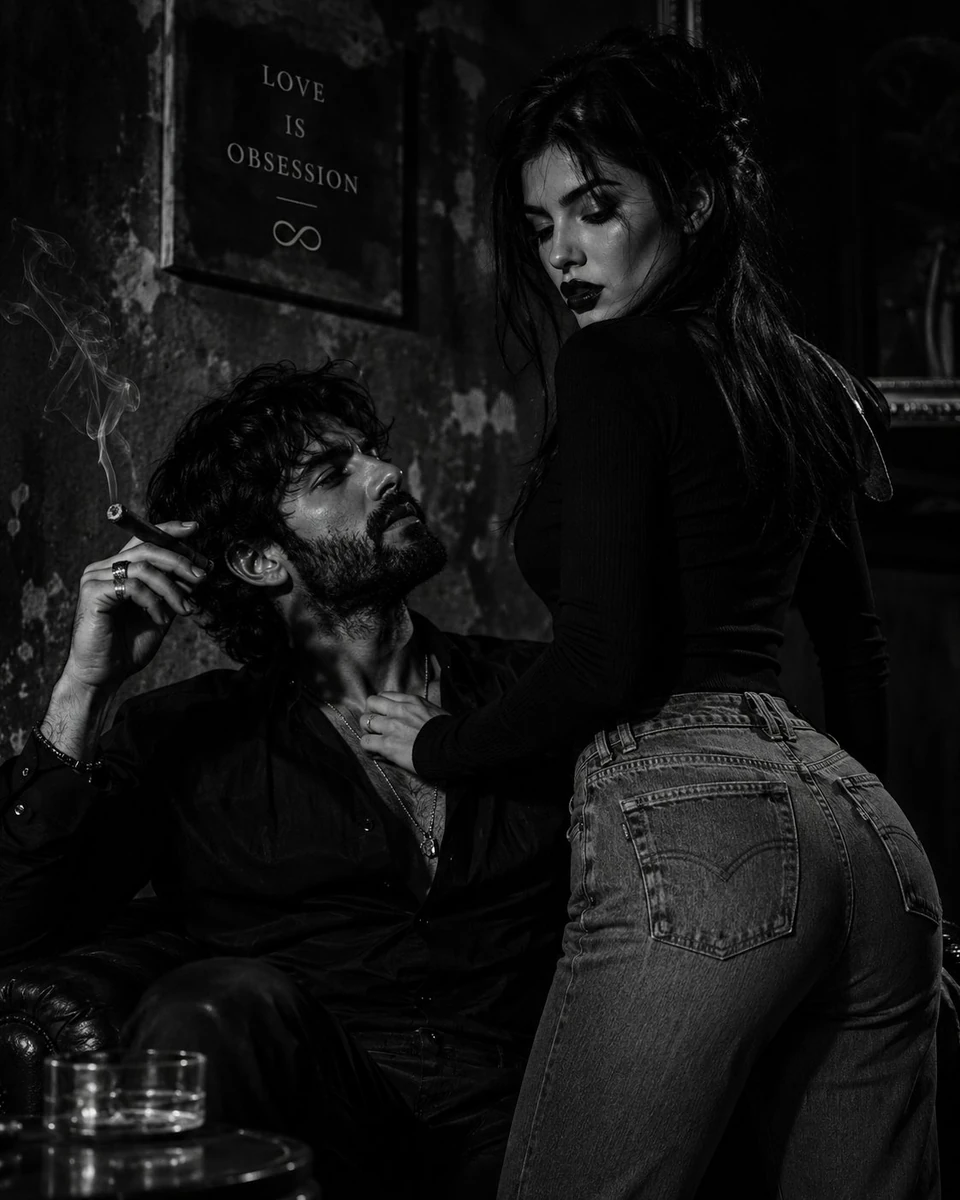 Ultra-realistic black and white cinematic portrait of an intensely devote...