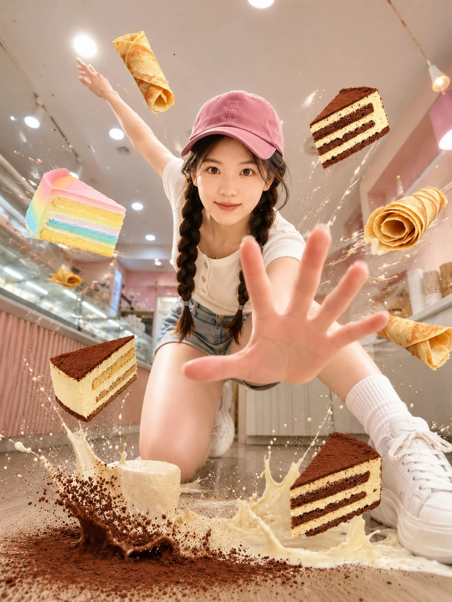 A frozen-in-time dessert shop moment
