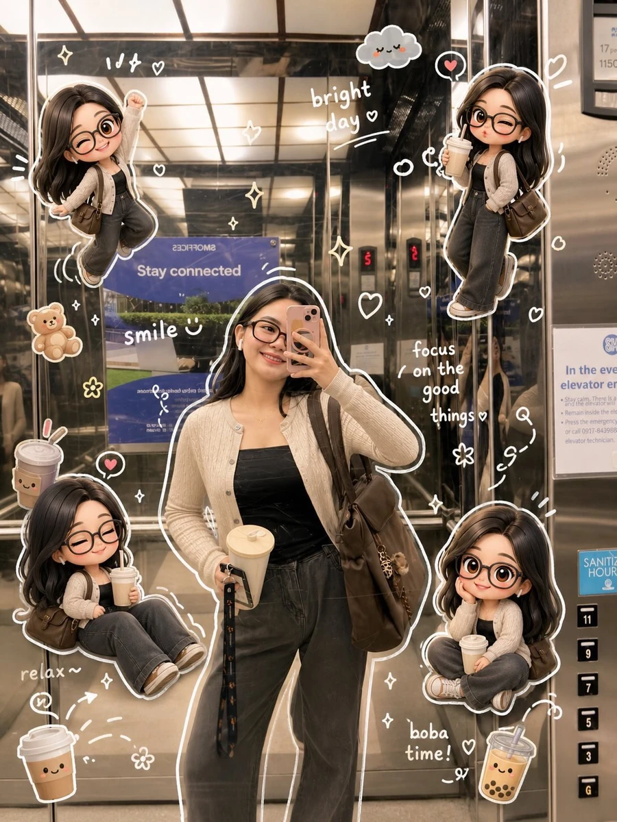 Edit this photo into a cute Pinterest/Xiaohongshu-style doodle aesthetic...