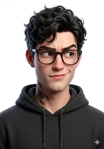 3D avatar of a bubbly person based on the reference image with a messy bl...