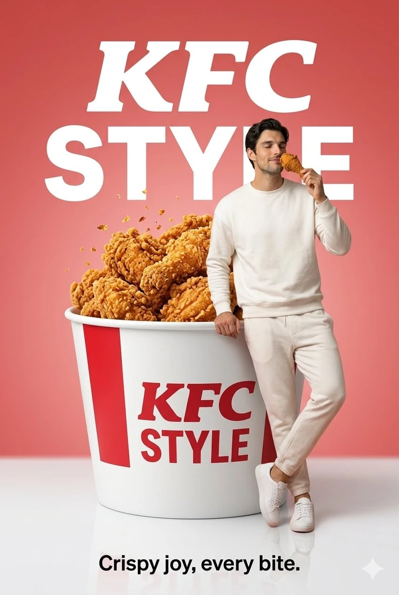 A surreal, high-end studio advertisement featuring an oversized crispy fr...