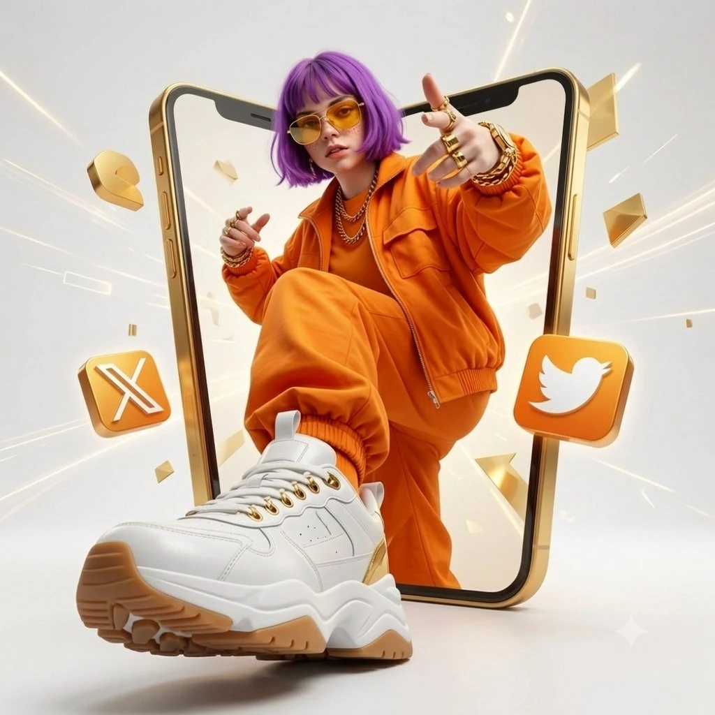 A 3D pop-out illusion digital artwork featuring a stylish young girl with...