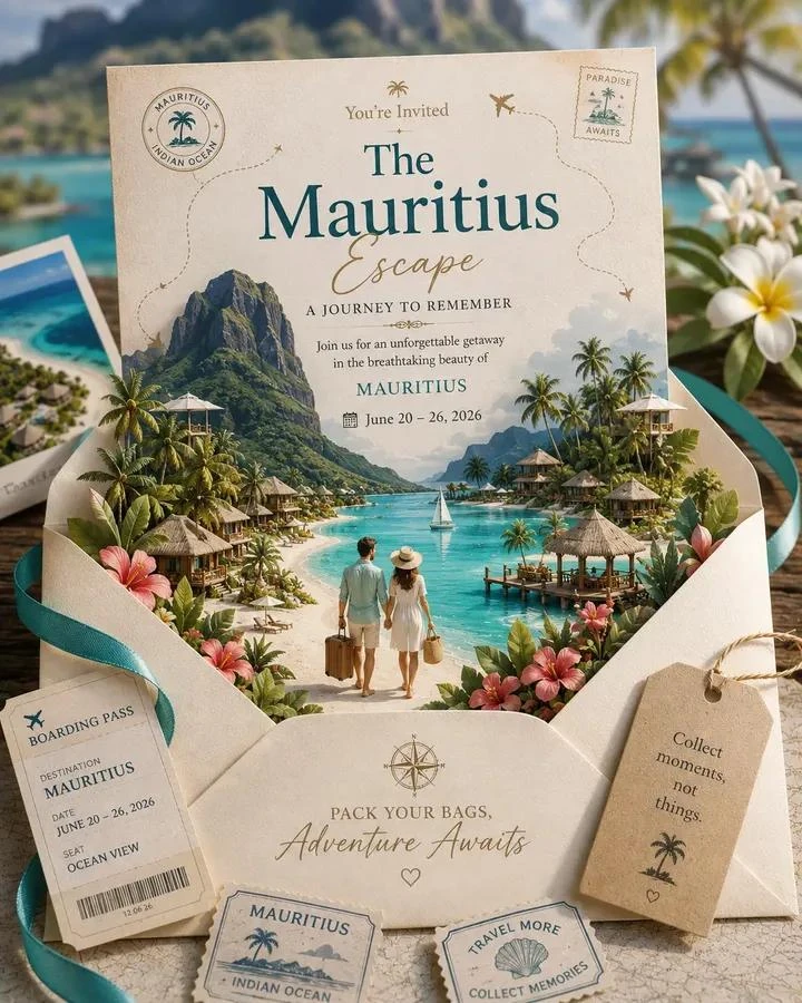 Ultra-Realistic Luxury Santorini Travel Invitation (3:4)
