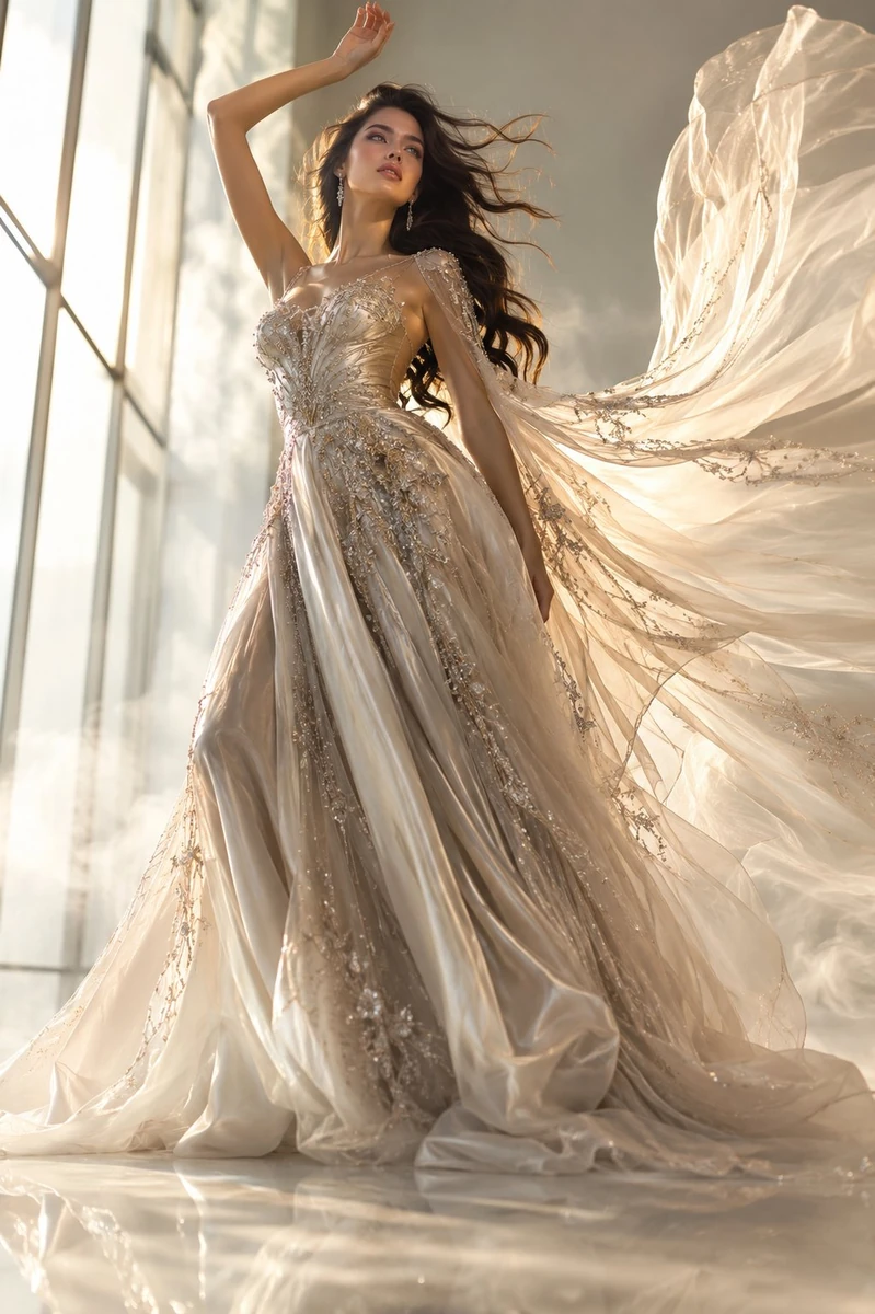 Ultra-realistic Vogue editorial masterpiece of a tall woman in her mid-20...