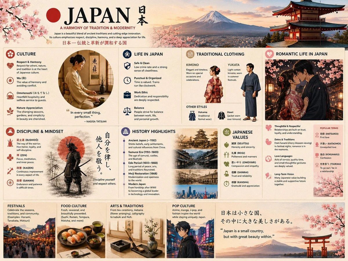 Ultra-detailed Japanese culture infographic poster design, elegant editor...