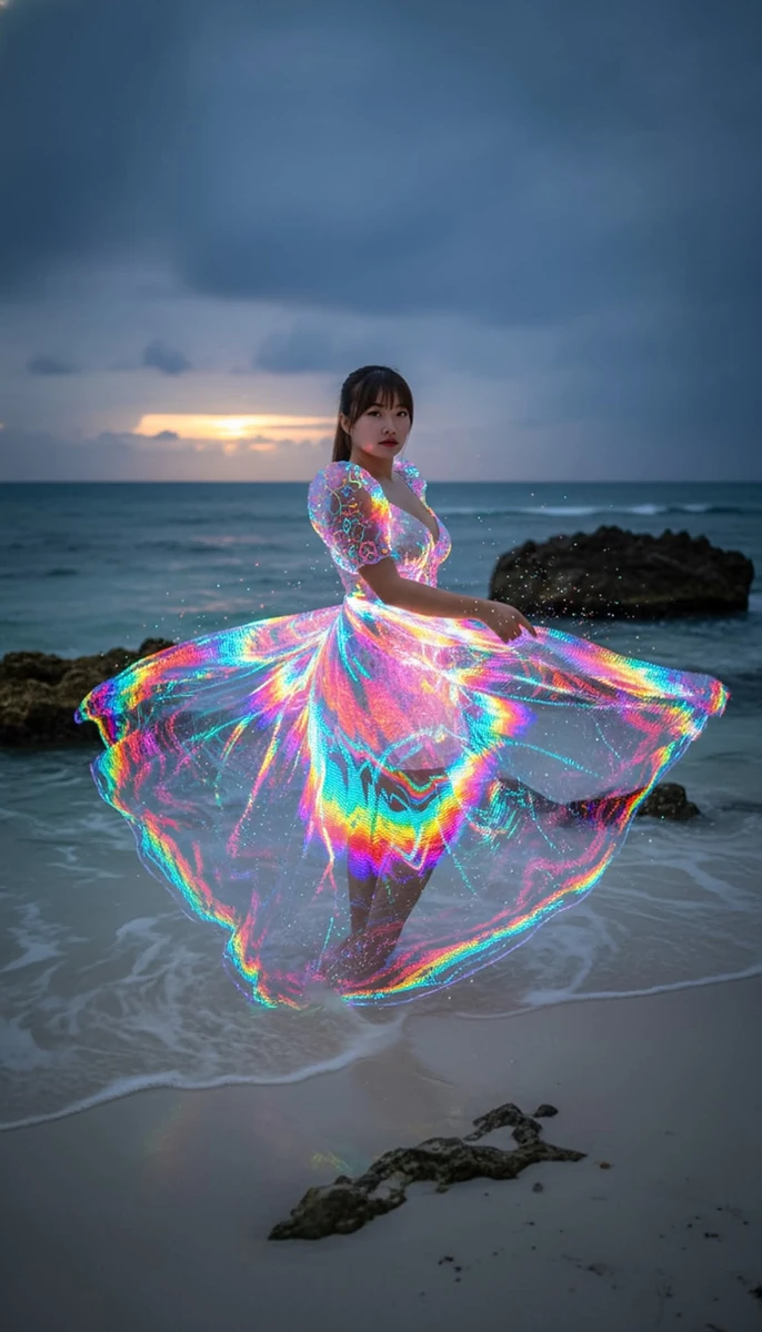 A hyper-realistic, ultra-detailed, underexposed long-exposure photography...