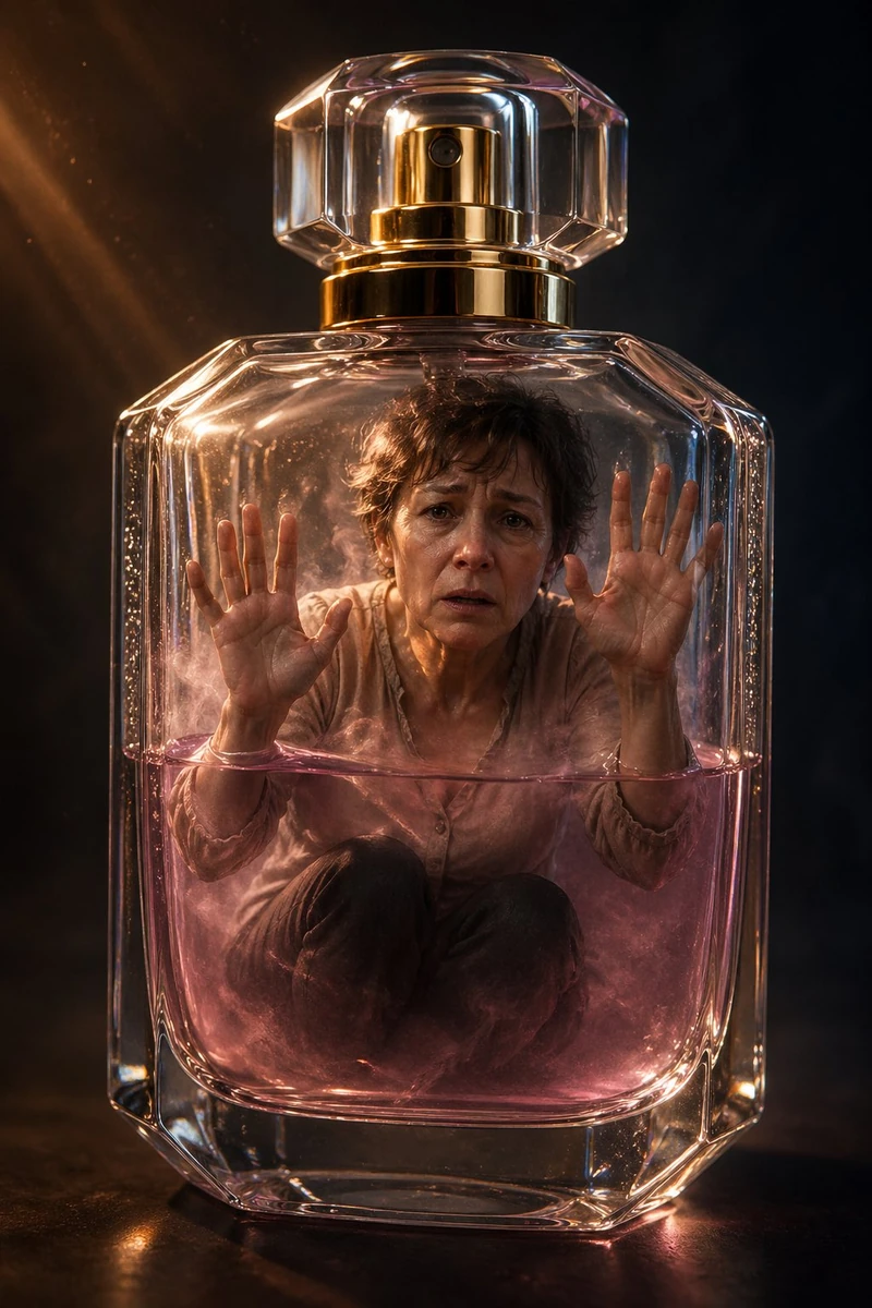 Ultra-realistic surreal conceptual portrait of a distressed middle-aged w...