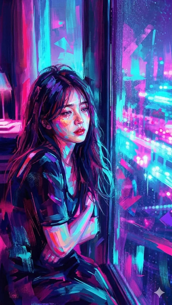 Ultra-expressive neo-impressionist digital portrait painting, vibrant chr...