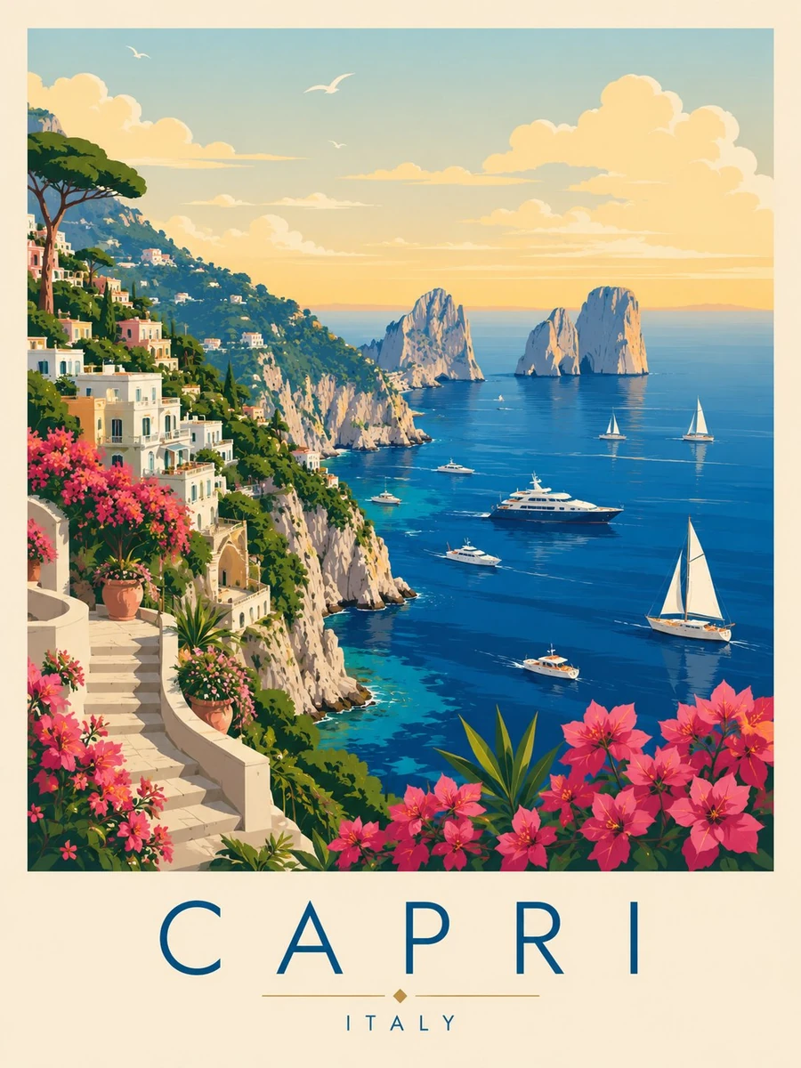 A luxury hybrid watercolor-collage travel poster illustration of Ibiza, S...