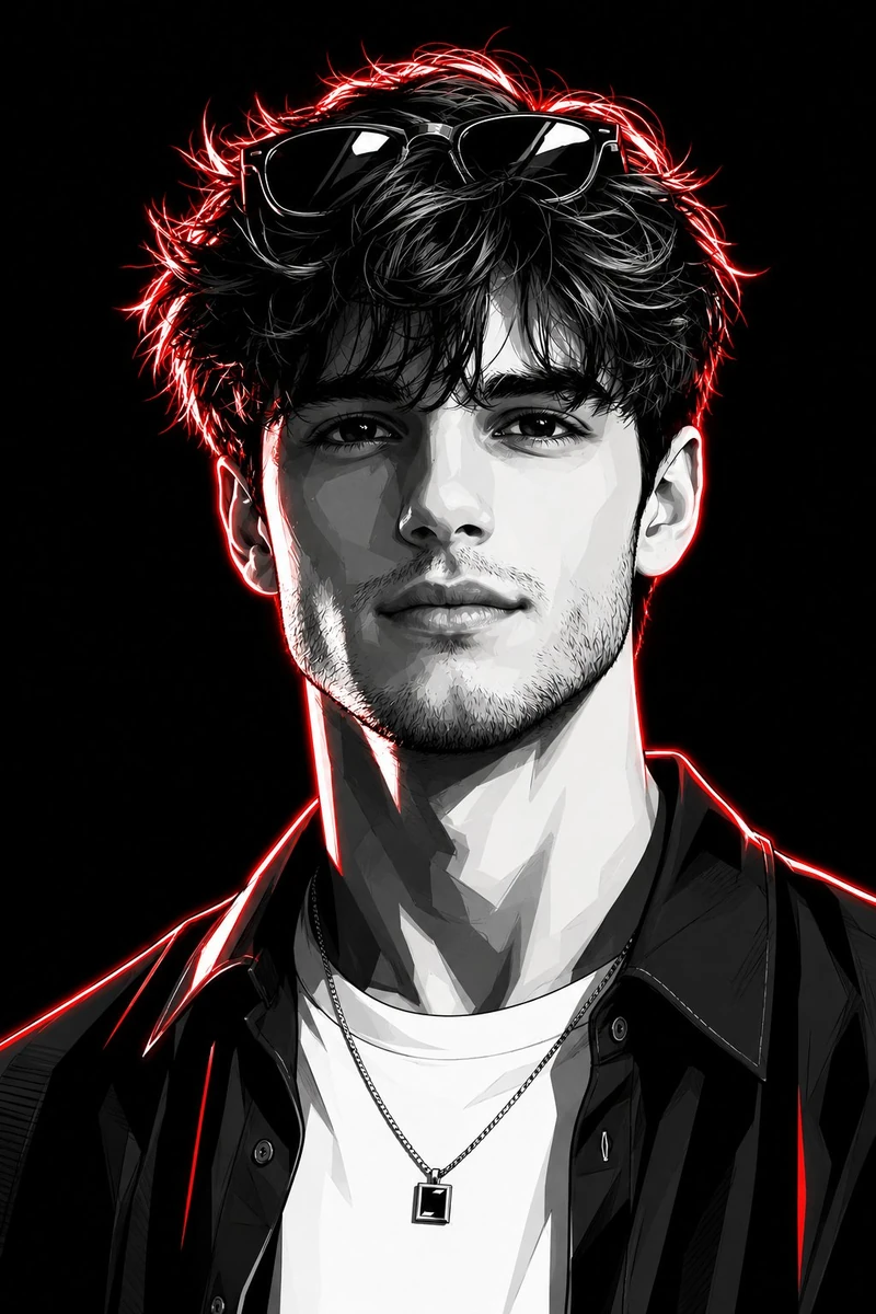 Transform the subject into a striking high-contrast monochrome vector por...