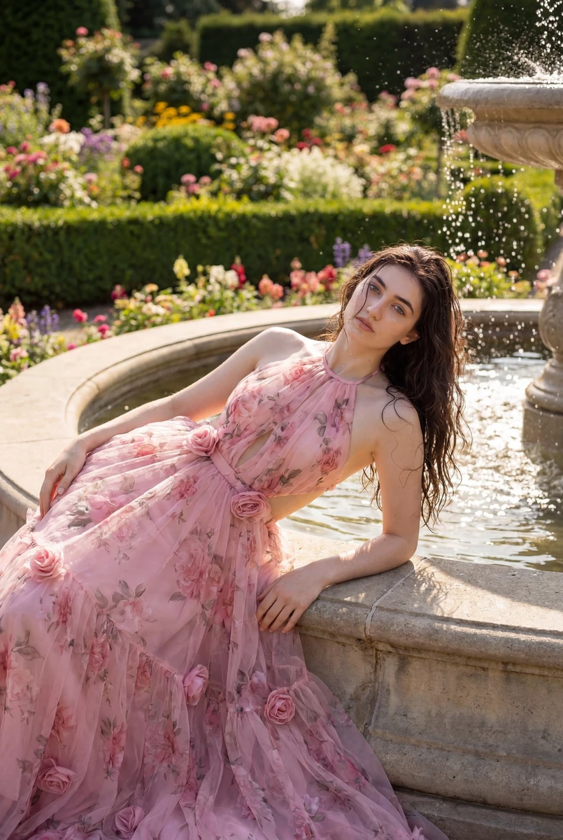 An ultra-realistic professional shot of a beautiful young woman reclining...