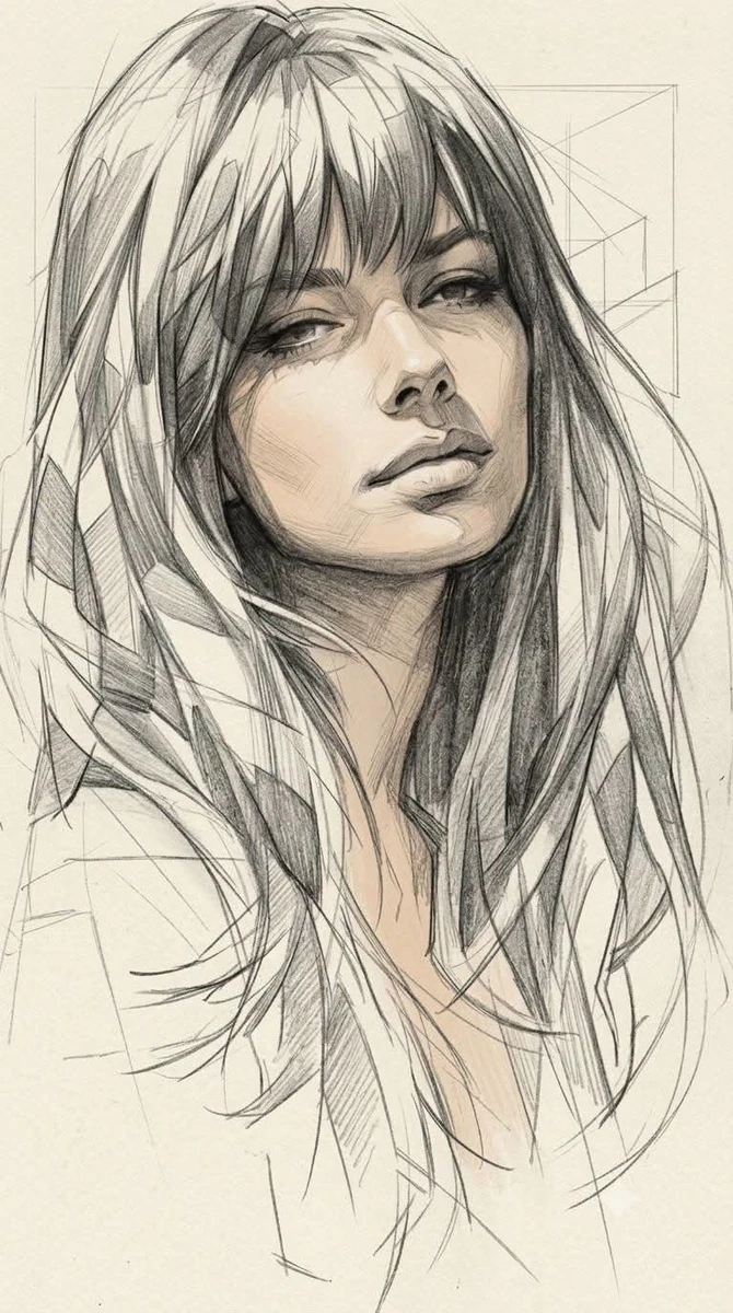 Medium & Style: High-contrast monochrome grayscale graphite sketch co...