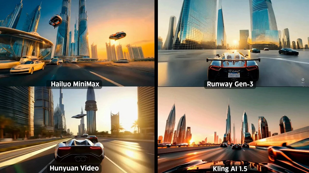 High-speed chase POV through a futuristic Dubai cityscape. Camera follows...