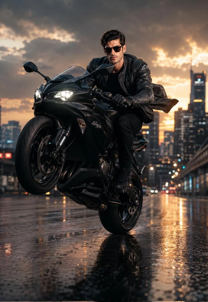 Wheelie at the sunset in the city 🔥