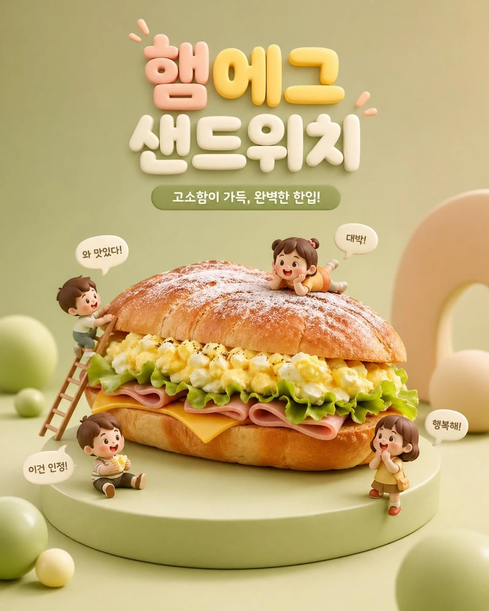 Adorable 3D food advertisement scene featuring a delicious oversized sand...
