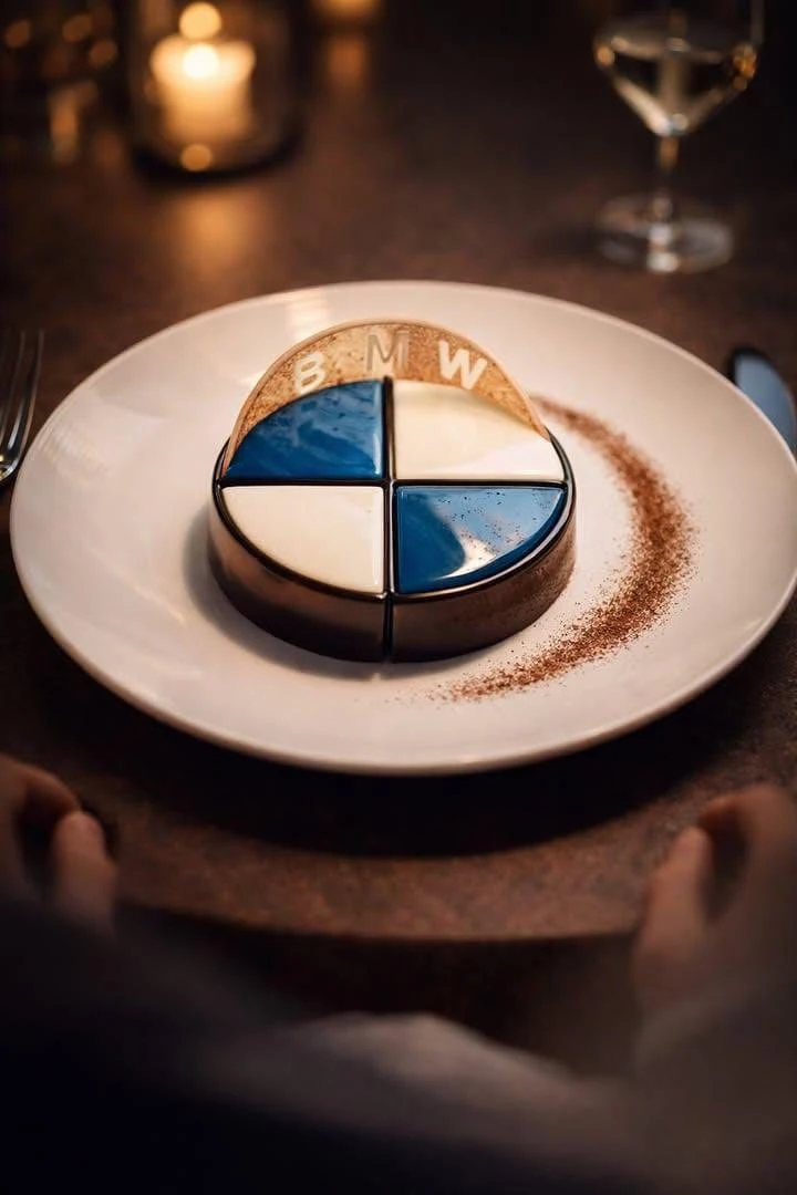 Ultra-realistic fine-dining dessert photography of a luxury plated mousse...