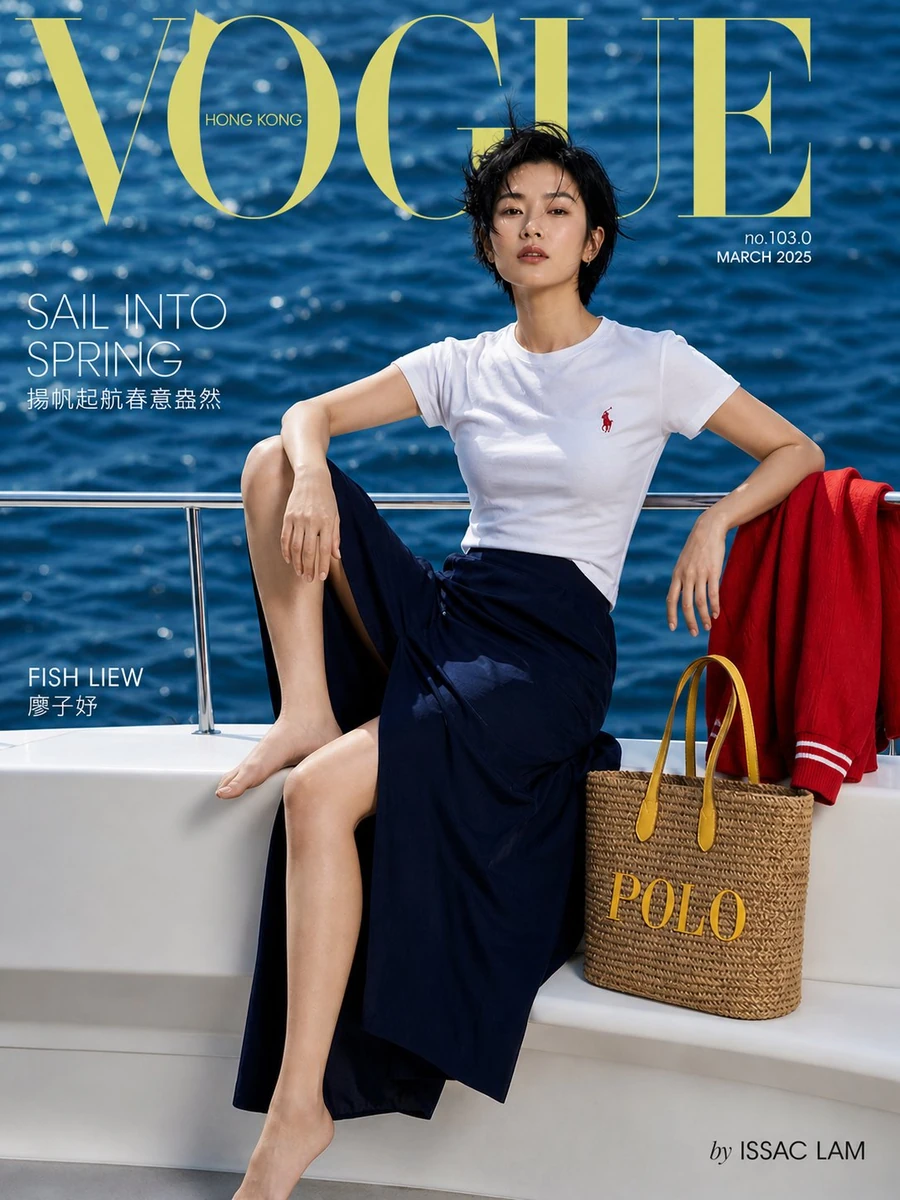 A highly detailed Vogue Hong Kong magazine cover featuring East Asian mod...
