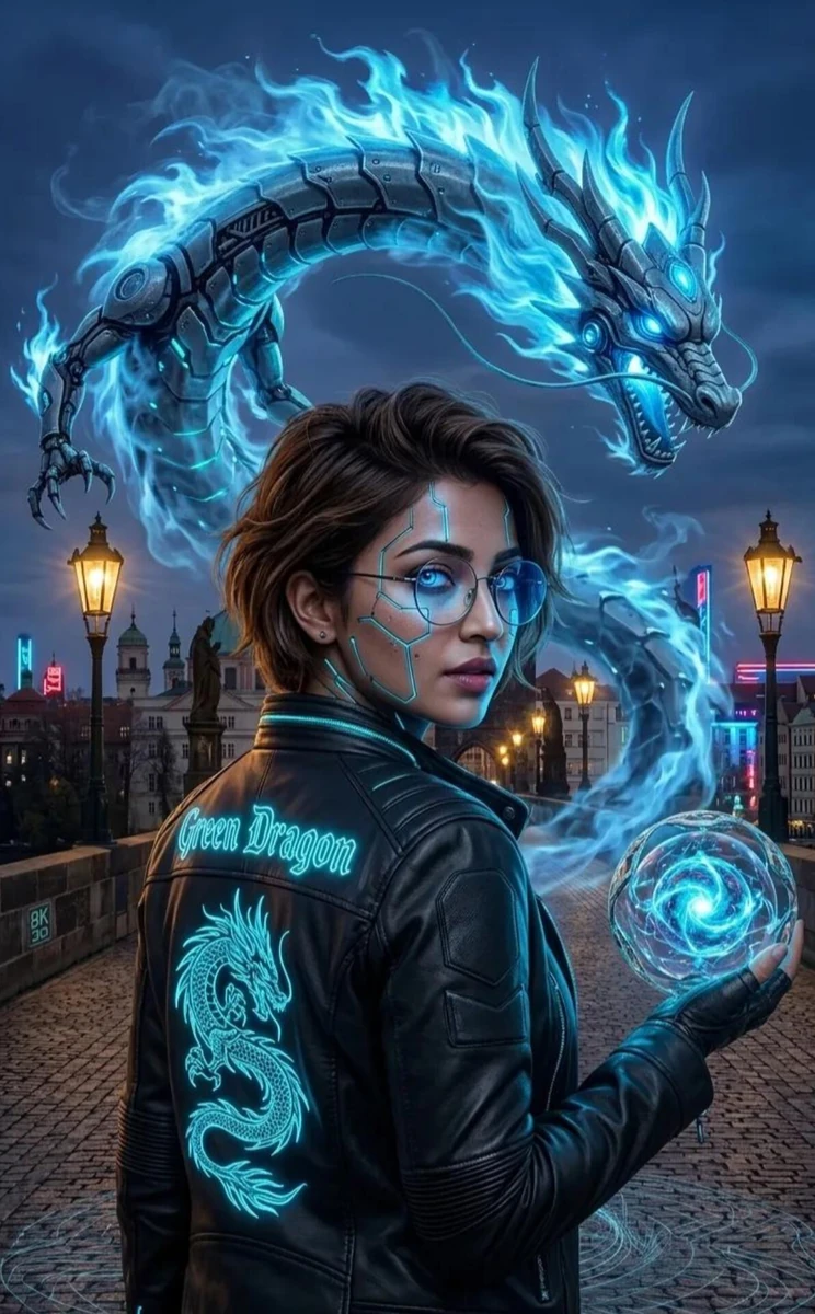 A hyper-realistic, cinematic 8K portrait of a futuristic cyberpunk girl w...
