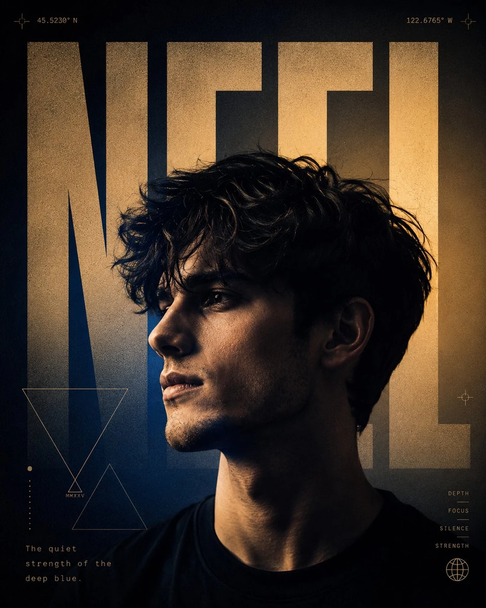 Ultra-premium 4:5 vertical editorial typography poster. Subject: A high-f...