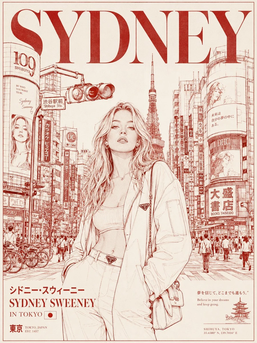 A premium editorial fashion travel poster inspired by modern luxury magaz...