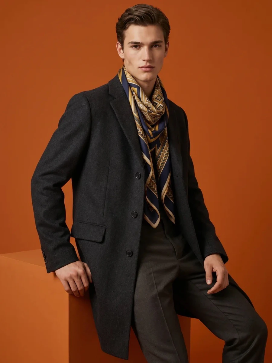 A high-fashion editorial portrait of a handsome young male model with sho...