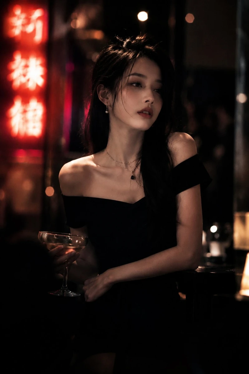 Ultra-realistic cinematic portrait of a beautiful young woman with long b...