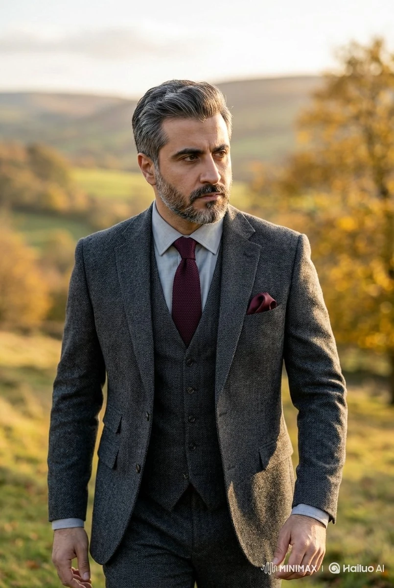 Photorealistic portrait of a sophisticated, handsome South Asian or Middl...
