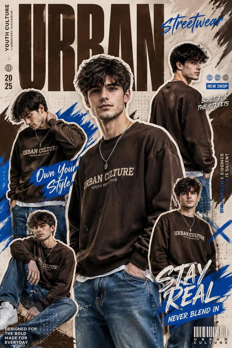 URBAN STREETWEAR COLLAGE FASHION POSTER SYSTEM