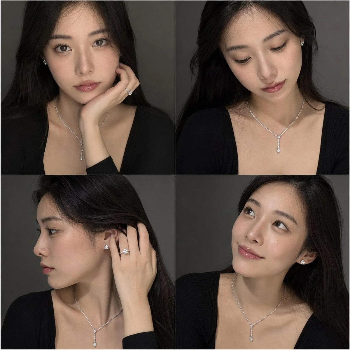 Natural, 2x2 Grid photography, focused on diamonds.