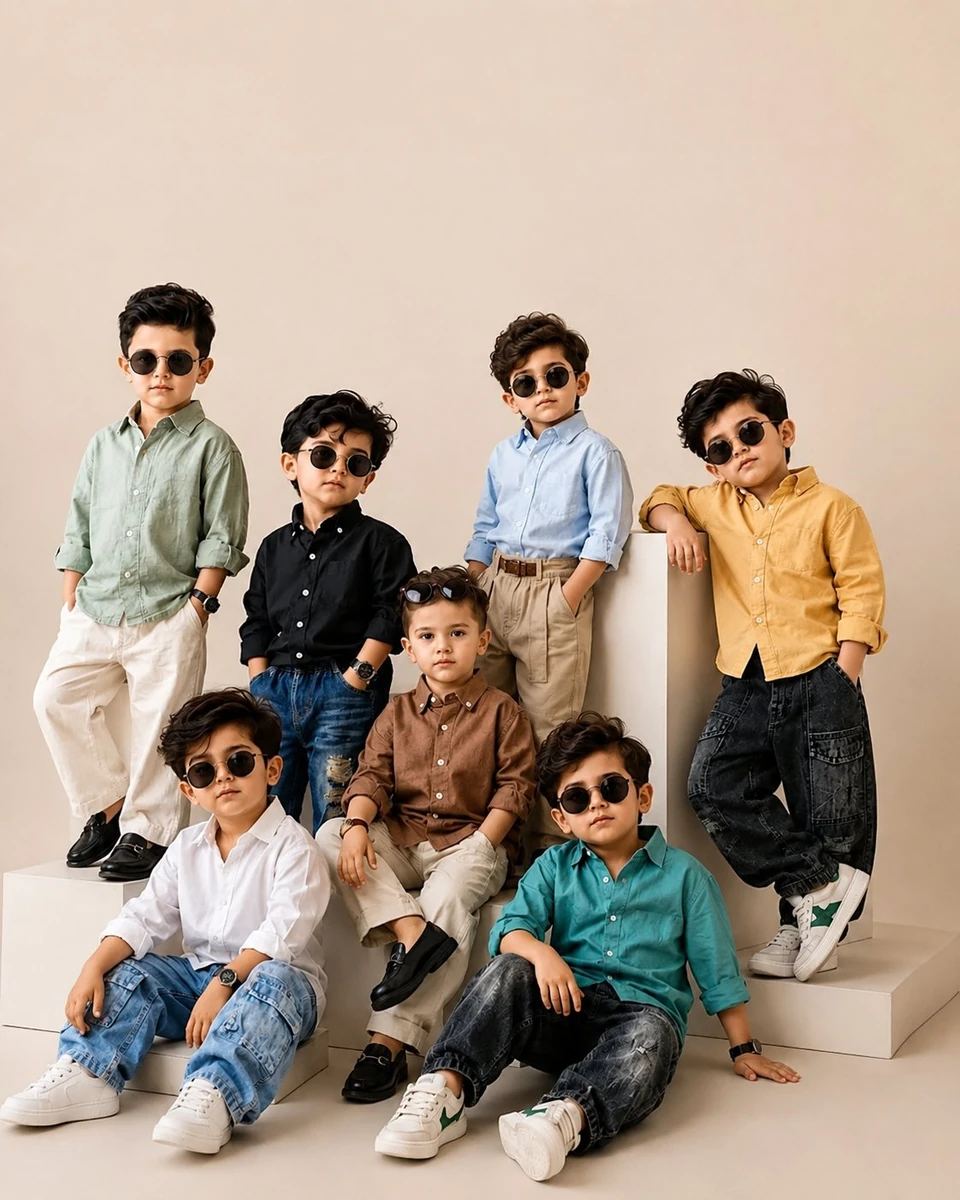 Ultra-realistic premium fashion editorial portrait of six stylish South A...