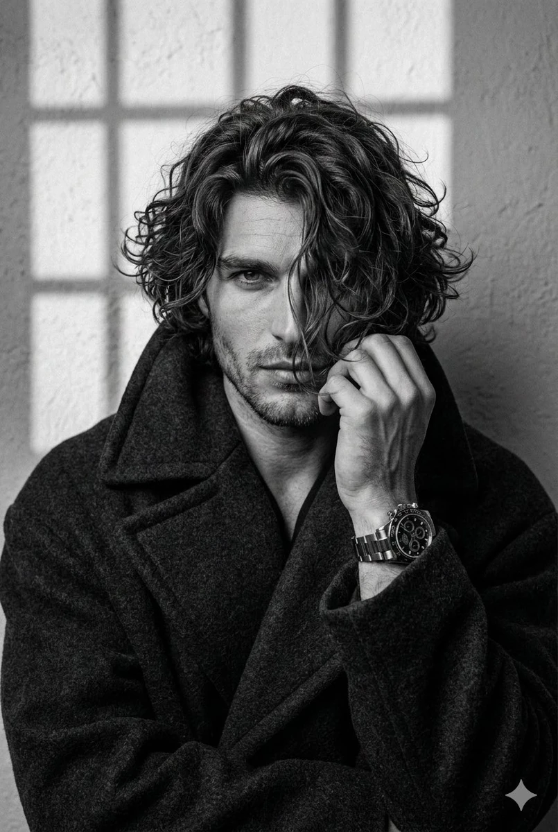 A Black And White Aesthetic Close-upPortrait Of A Stylish Person, Photogr...