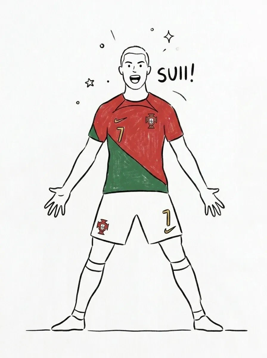 A clean minimalist hand-drawn line art illustration of a football player...