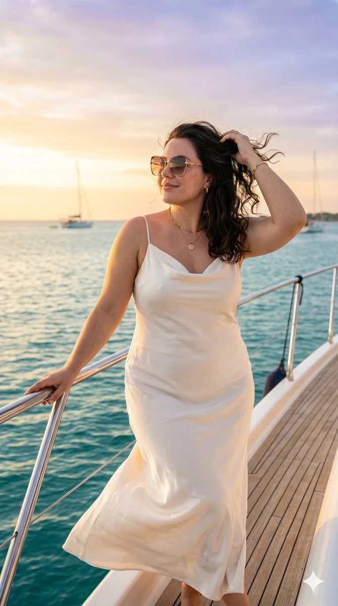 A professional, high-fashion portrait of a stylish young woman from the u...