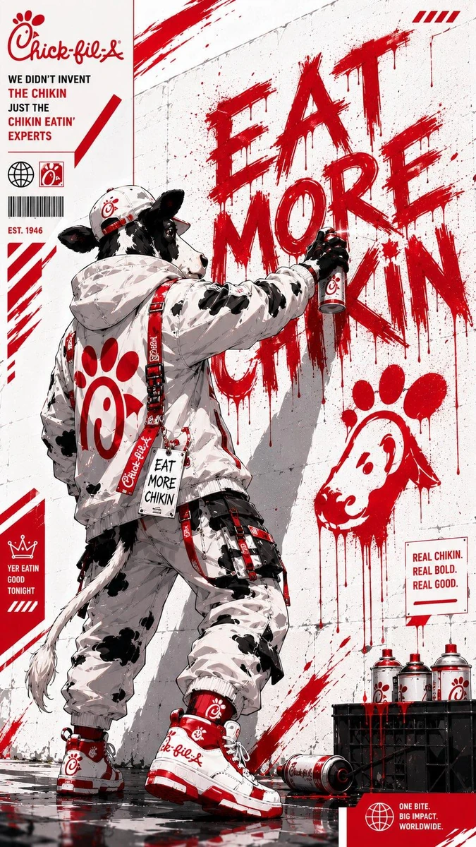 Ultra-detailed anime commercial poster featuring an iconic fast-food masc...