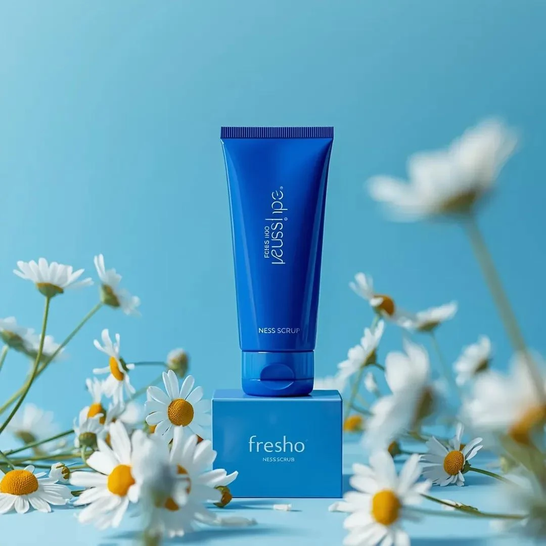 Ultra-realistic commercial skincare product photography featuring a vibra...
