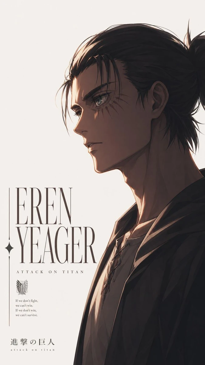 Eren Yeager from Attack on Titan, rendered in an American-style thick pai...