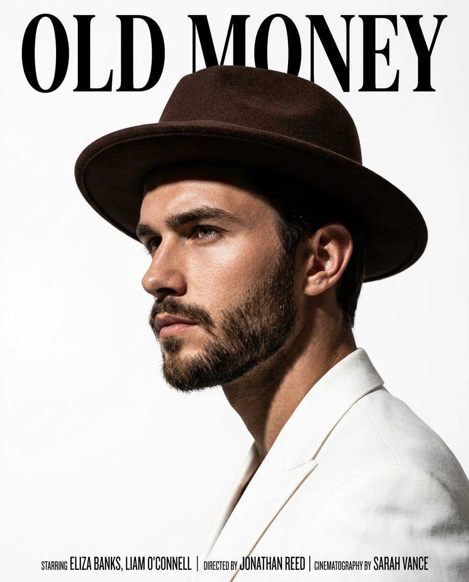 A cinematic magazine-style portrait of a handsome man in side profile, we...