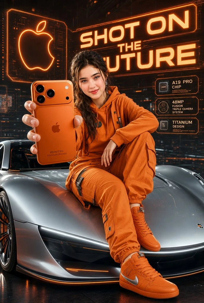 A high-tech, futuristic Apple advertisement with the bold glowing text "S...