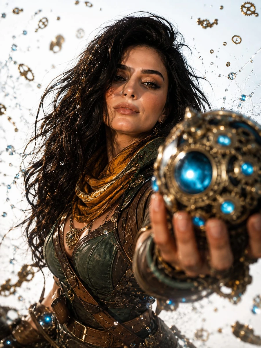 Ultra-detailed cinematic fantasy portrait inspired by a cheerful treasure...