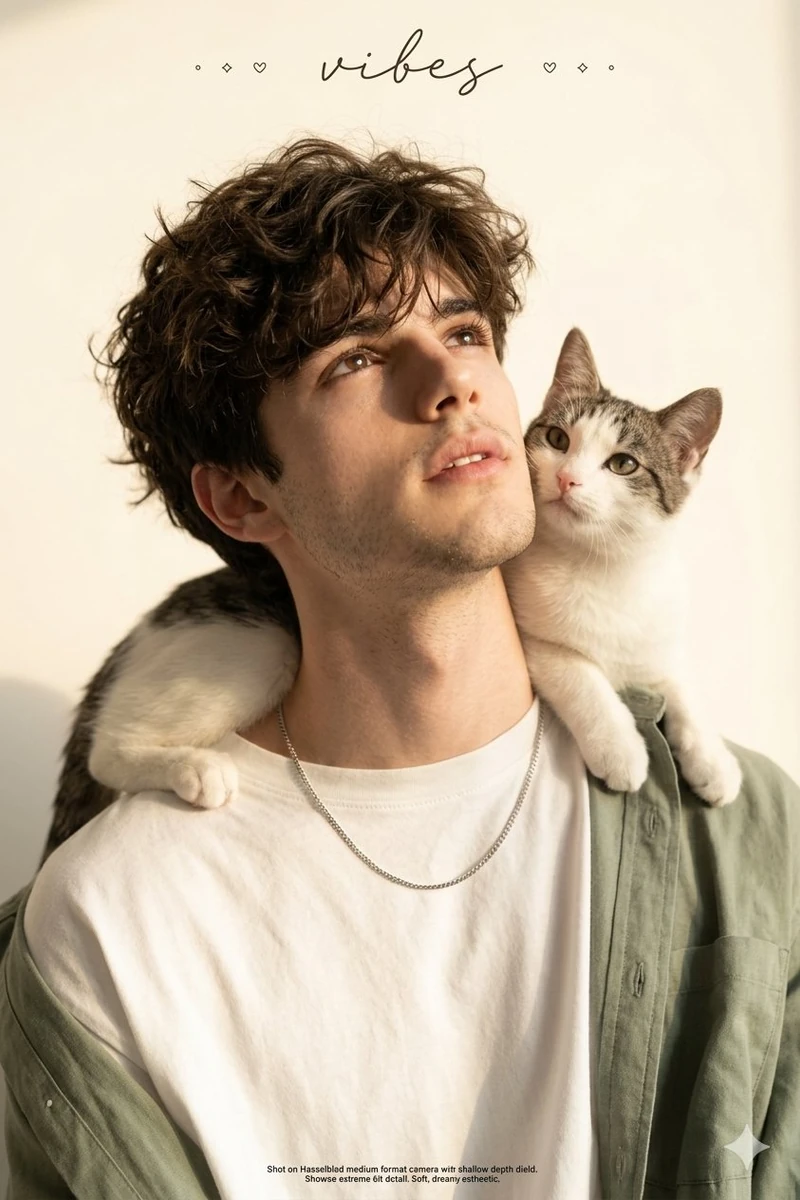 A real young man (Use my face refrence uploded image) with short volumino...