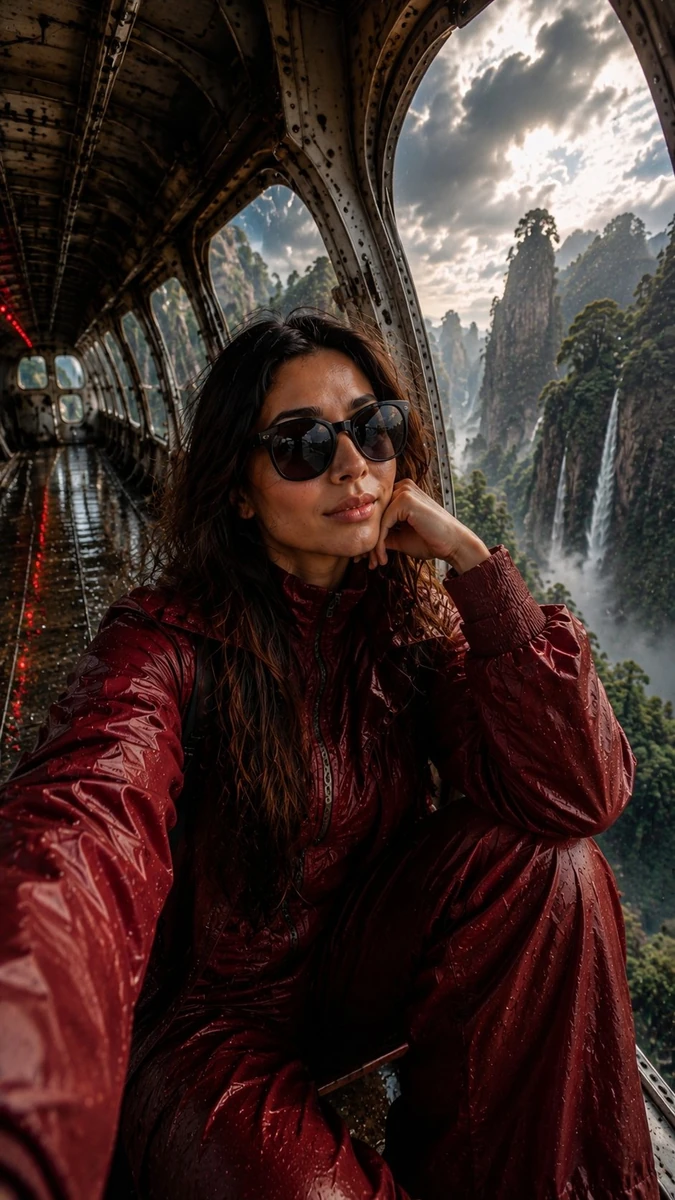 Use my uploaded image, ultra-realistic cinematic selfie portrait of a con...