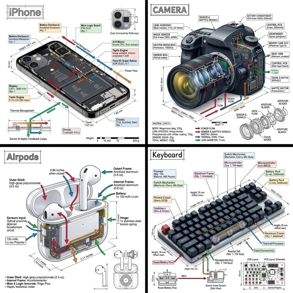 Ultra-detailed technical engineering infographic, clean white background,...