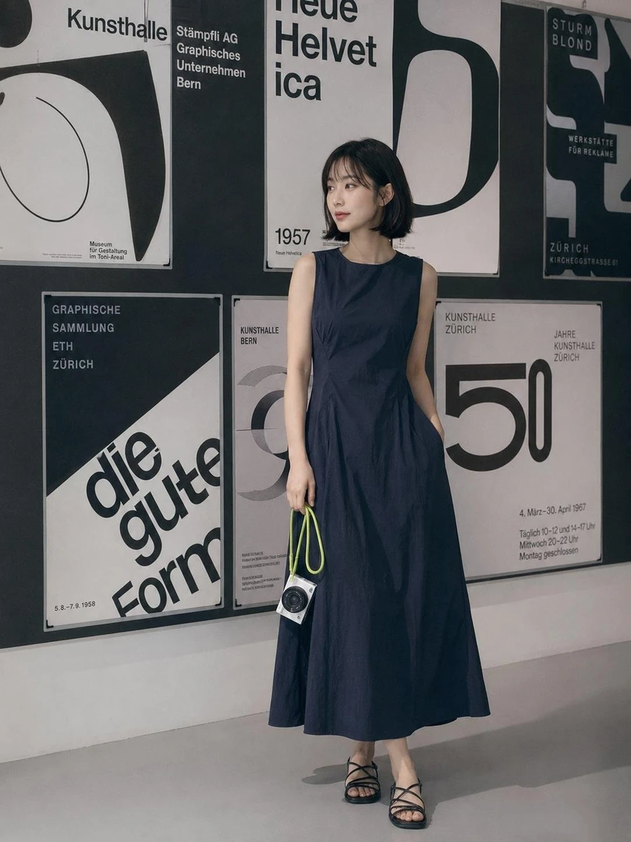 A minimalist editorial fashion photoshoot featuring a young woman with a...