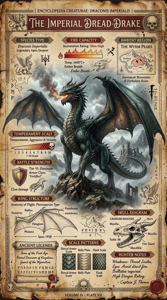 Style: medieval creature atlas, ancient mythology manuscript, museum fant...