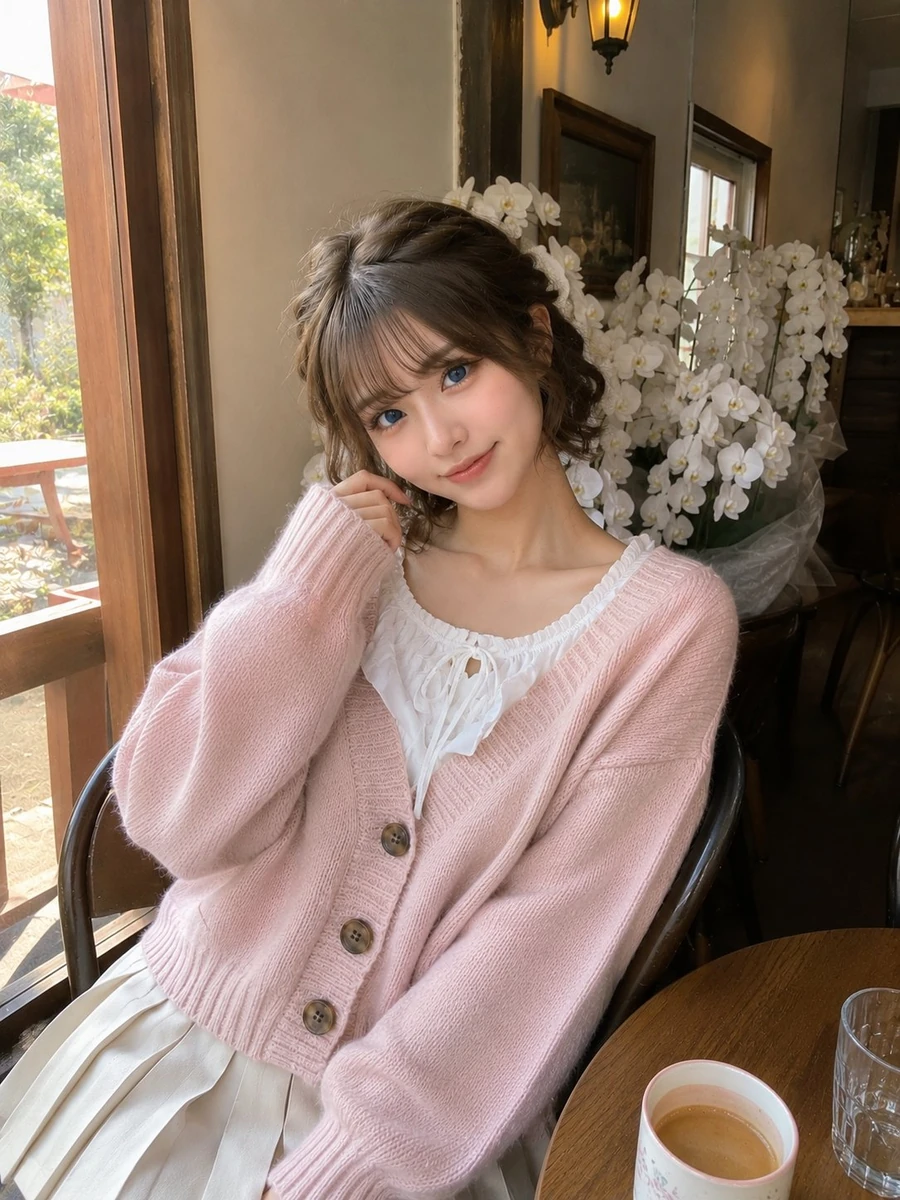 Photorealistic candid smartphone snapshot of a cute young woman with shor...