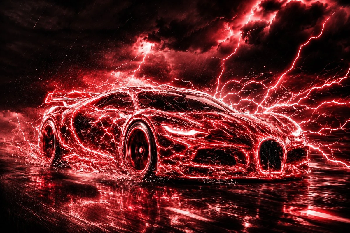 Sports Car Made of Lightning