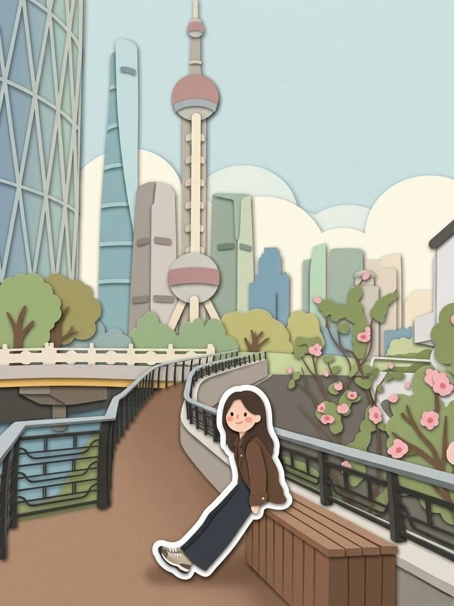A cute chibi-style girl sticker with a white border, wearing a brown jack...